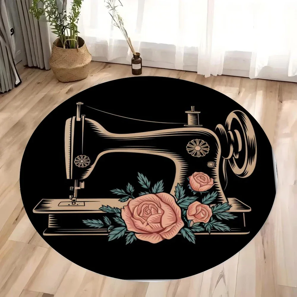 Vintage Sewing Textile - ~O~ Tapete redondo para máquina de